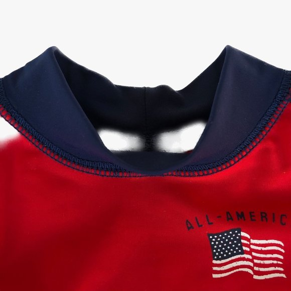 Carter's Baby Boy 2 Piece Swim Set, Red White Blue Trunks/Rash Guard Long Sleeve - Picture 7 of 11